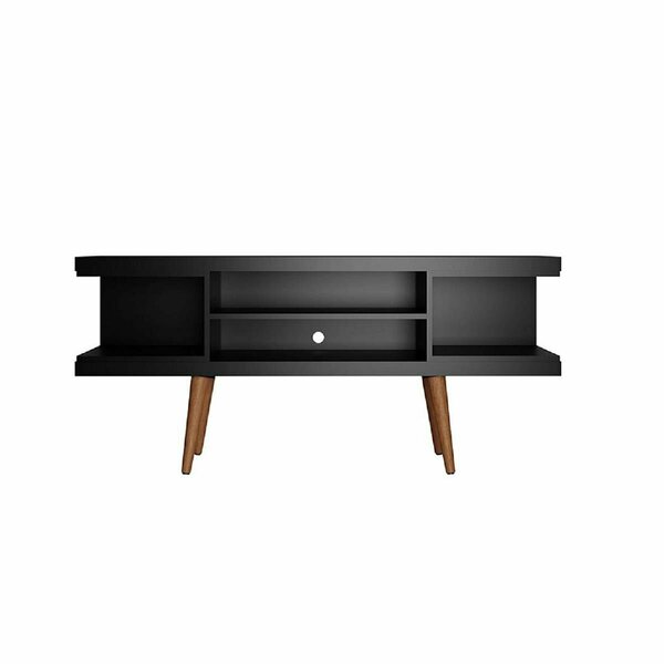 Designed To Furnish 53.14 in. Utopia TV Stand with Splayed Wooden Legs & 4 Shelves Black DE3068739